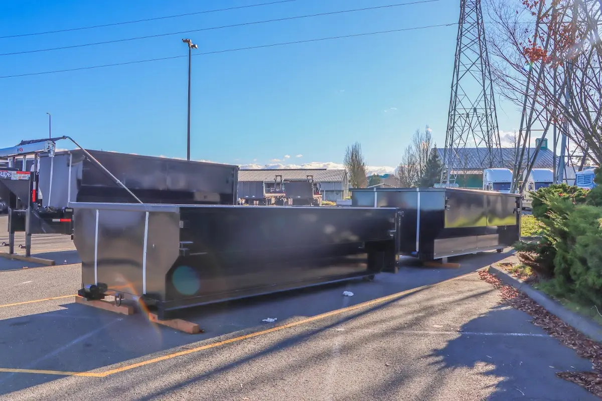 Roll-off dumpster ready for waste disposal at job site for 4 Yard Dumpster Rental in Prairie Grove